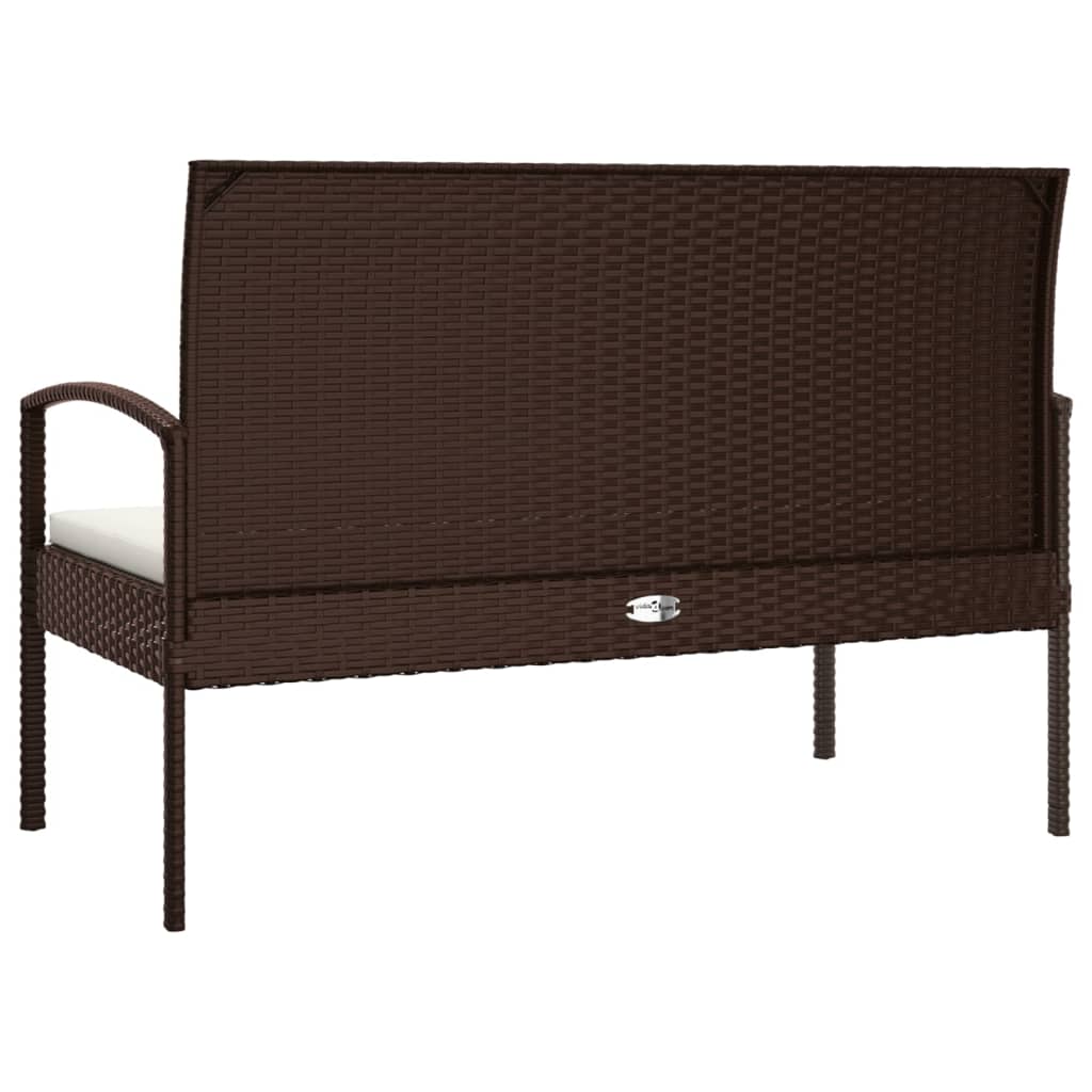 vidaXL Garden Bench Outdoor Wicker Patio Park Bench with Cushion Poly Rattan-4