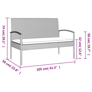 vidaXL Garden Bench Outdoor Wicker Patio Park Bench with Cushion Poly Rattan-7