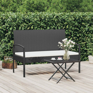 vidaXL Garden Bench Outdoor Wicker Patio Park Bench with Cushion Poly Rattan-6