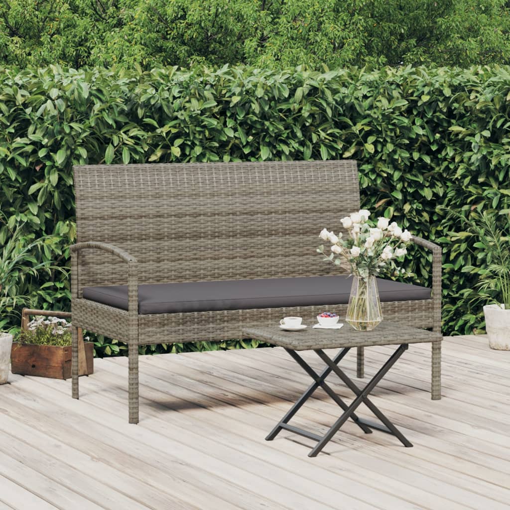 vidaXL Garden Bench Outdoor Wicker Patio Park Bench with Cushion Poly Rattan-16