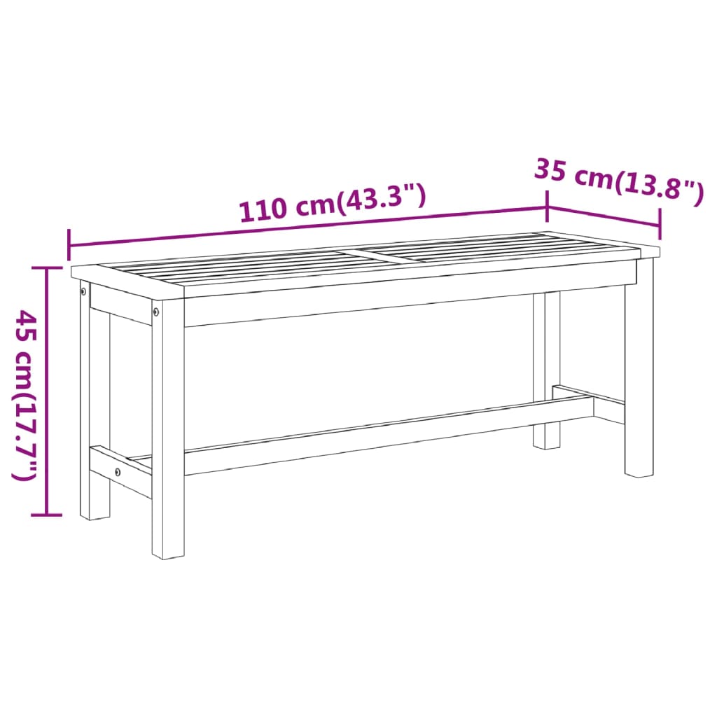 vidaXL Garden Bench Wooden Patio Park Bench Outdoor Seating Solid Wood Acacia-24