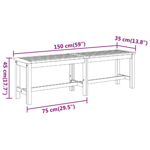 vidaXL Garden Bench Wooden Patio Park Bench Outdoor Seating Solid Wood Acacia-7