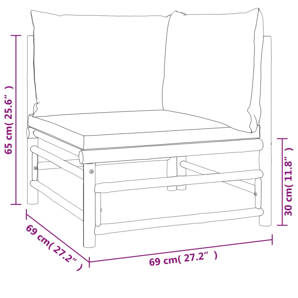 vidaXL Patio Corner Sofa with Light Gray Cushions Bamboo-1