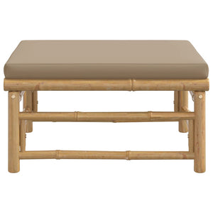 vidaXL Patio Footstool with Taupe Cushion Bamboo-2