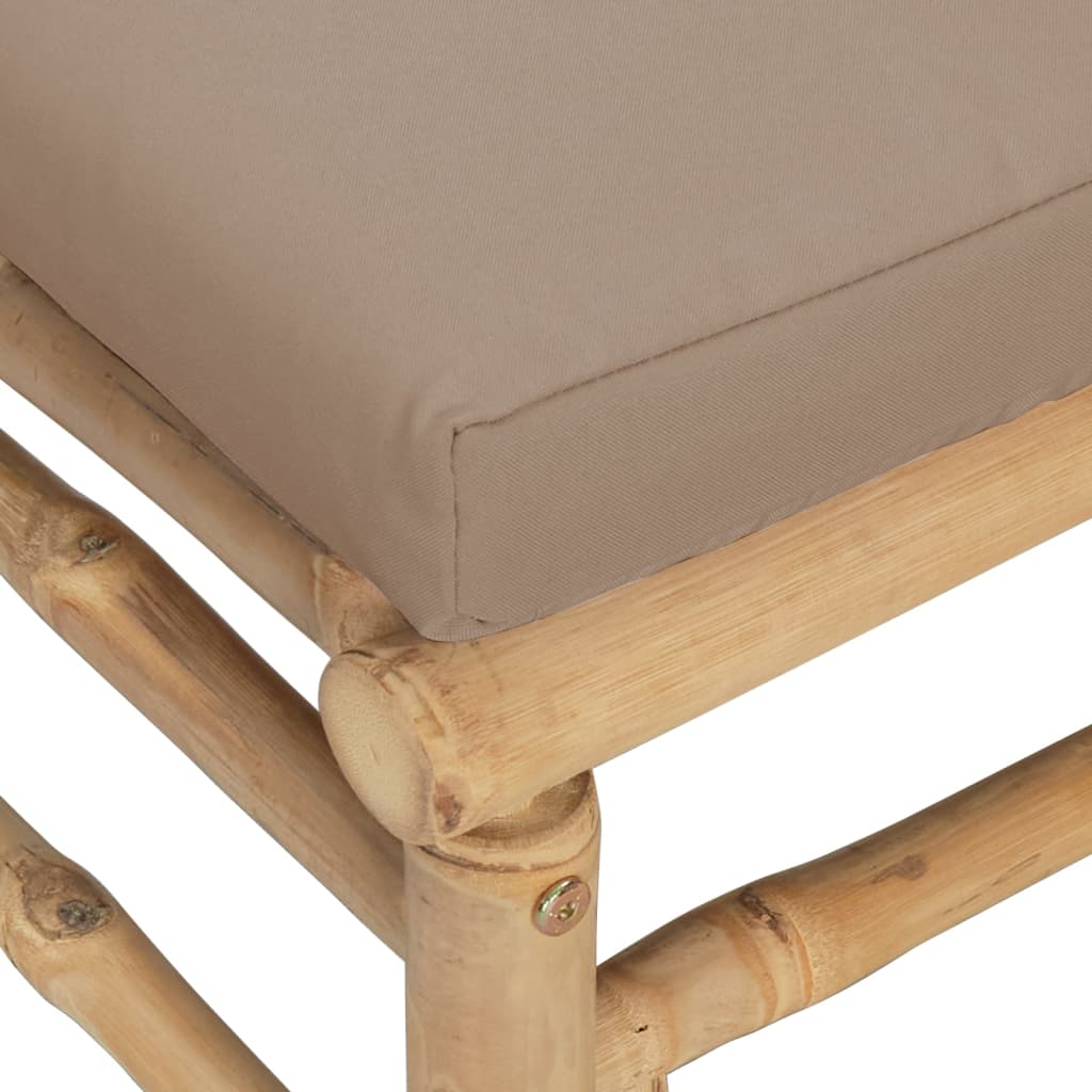 vidaXL Patio Footstool with Taupe Cushion Bamboo-3