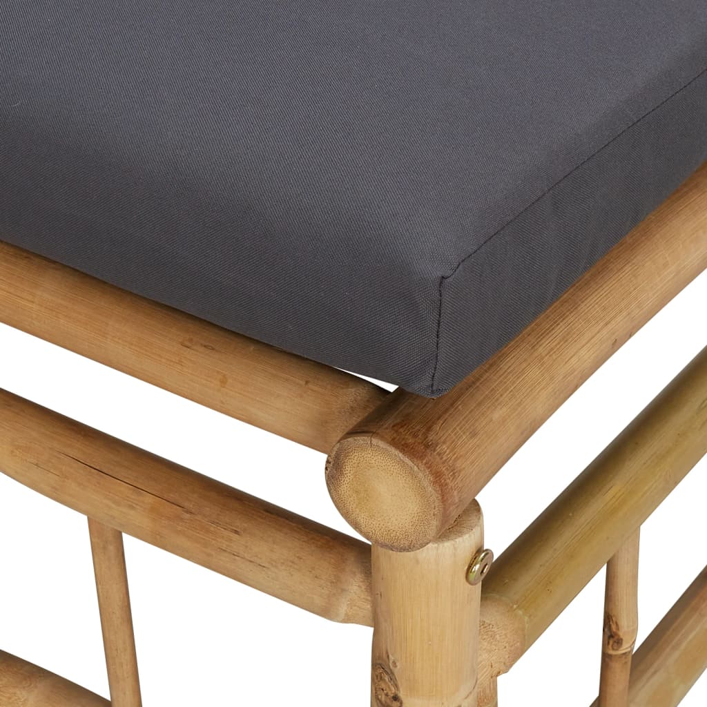 vidaXL Patio Footstool with Dark Gray Cushion Bamboo-3