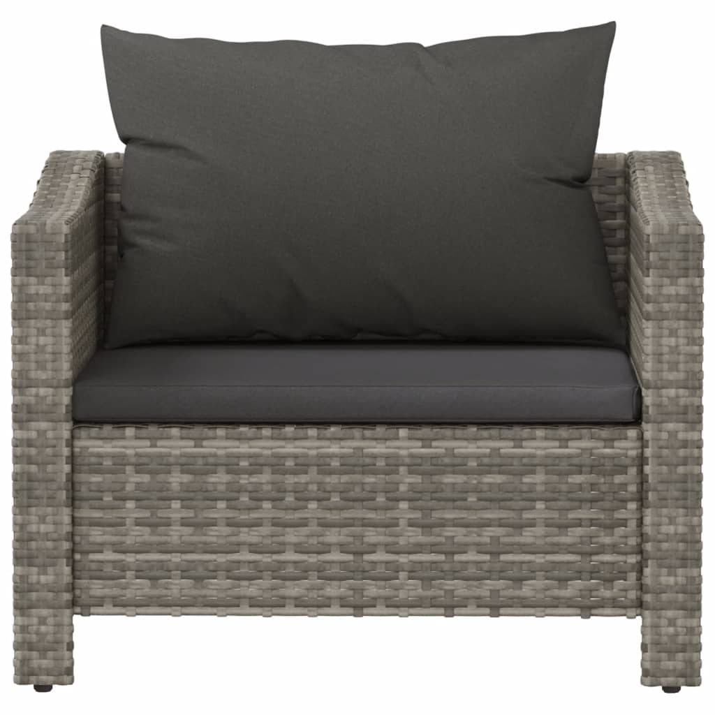 vidaXL Patio Armchair with Cushion Gray Poly Rattan-2