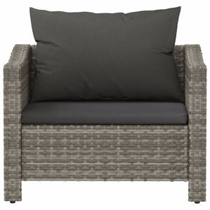 vidaXL Patio Armchair with Cushion Gray Poly Rattan-2