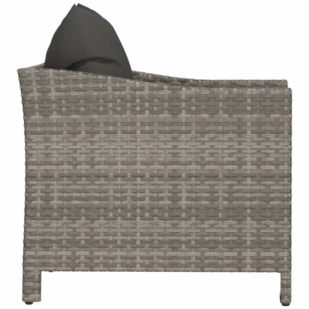 vidaXL Patio Armchair with Cushion Gray Poly Rattan-3