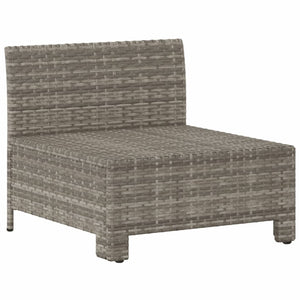 vidaXL Patio Middle Sofa with Cushion Gray Poly Rattan-1