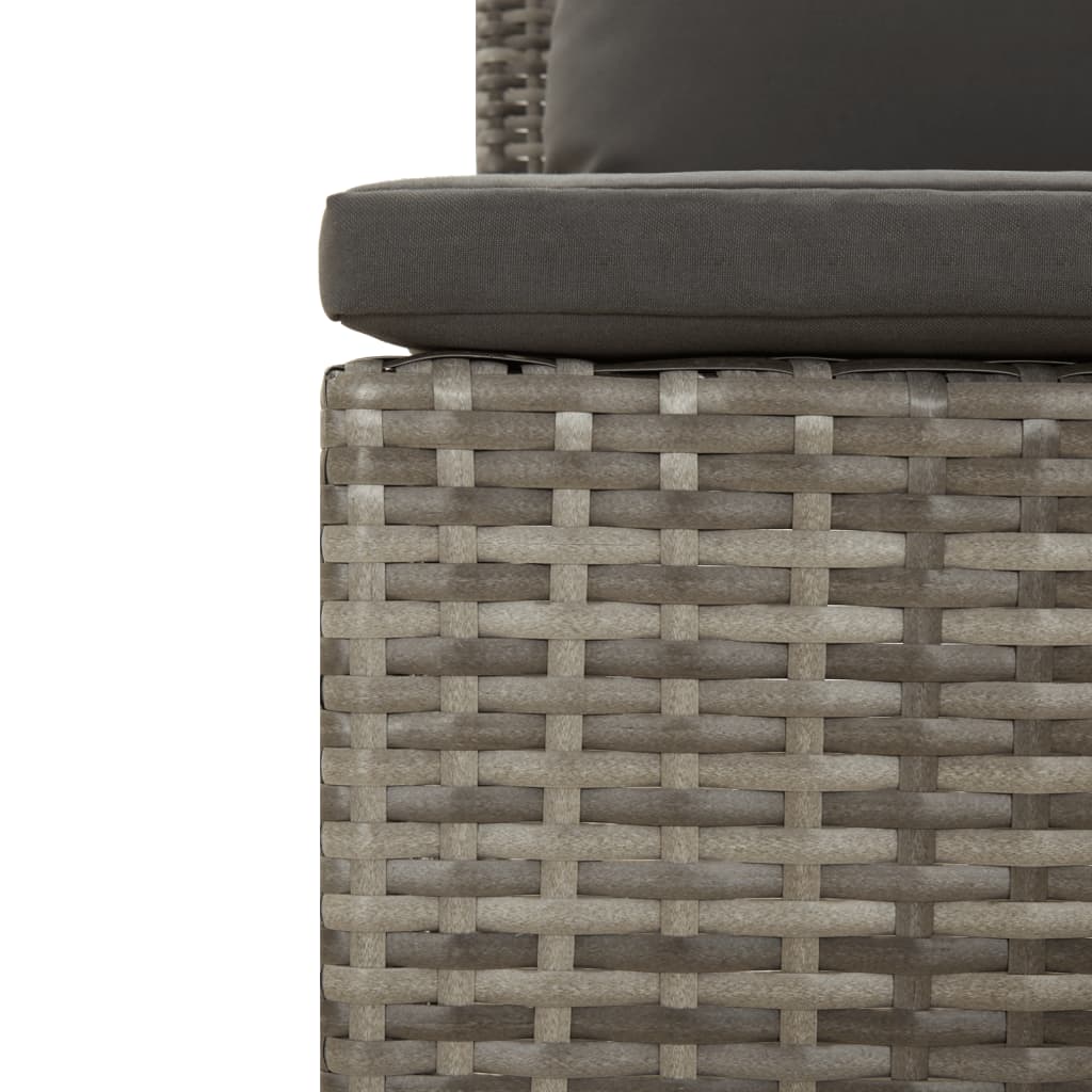 vidaXL Patio Middle Sofa with Cushion Gray Poly Rattan-5