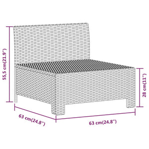 vidaXL Patio Middle Sofa with Cushion Gray Poly Rattan-6