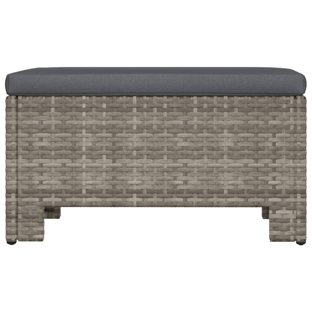 vidaXL Patio Footrest with Cushion Gray Poly Rattan-3