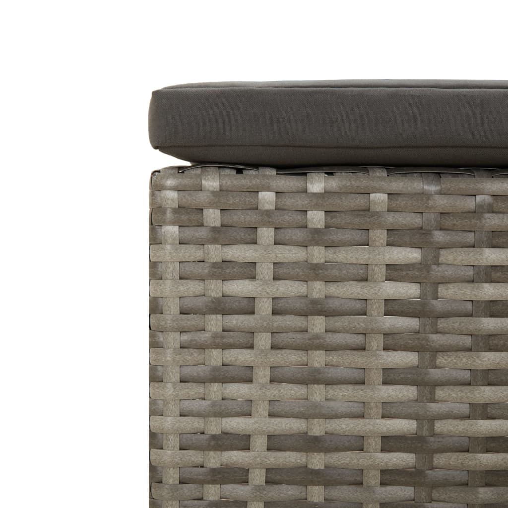 vidaXL Patio Footrest with Cushion Gray Poly Rattan-5