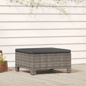 vidaXL Patio Footrest with Cushion Gray Poly Rattan-0