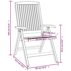 vidaXL Outdoor Recliner Chairs Camping Chair with Armrest Solid Wood Teak-12