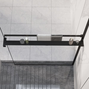 vidaXL Shower Shelf for Walk-in Shower Wall Shelf with Towel Bar Aluminum-14