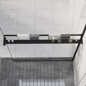vidaXL Shower Shelf for Walk-in Shower Wall Shelf with Towel Bar Aluminum-0