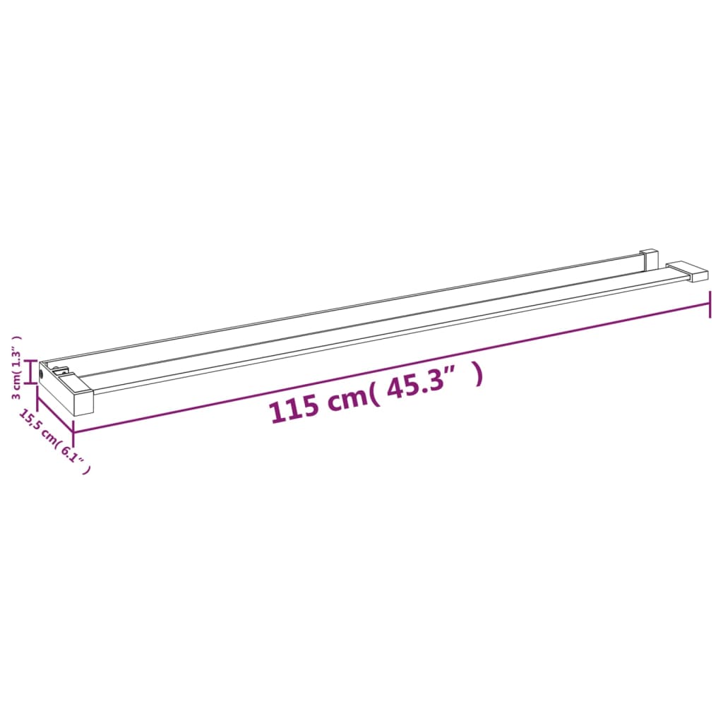 vidaXL Shower Shelf for Walk-in Shower Wall Shelf with Towel Bar Aluminum-36