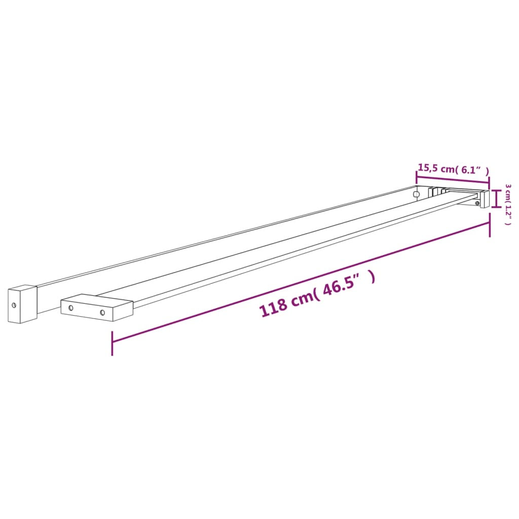 vidaXL Shower Shelf for Walk-in Shower Wall Shelf with Towel Bar Aluminum-27