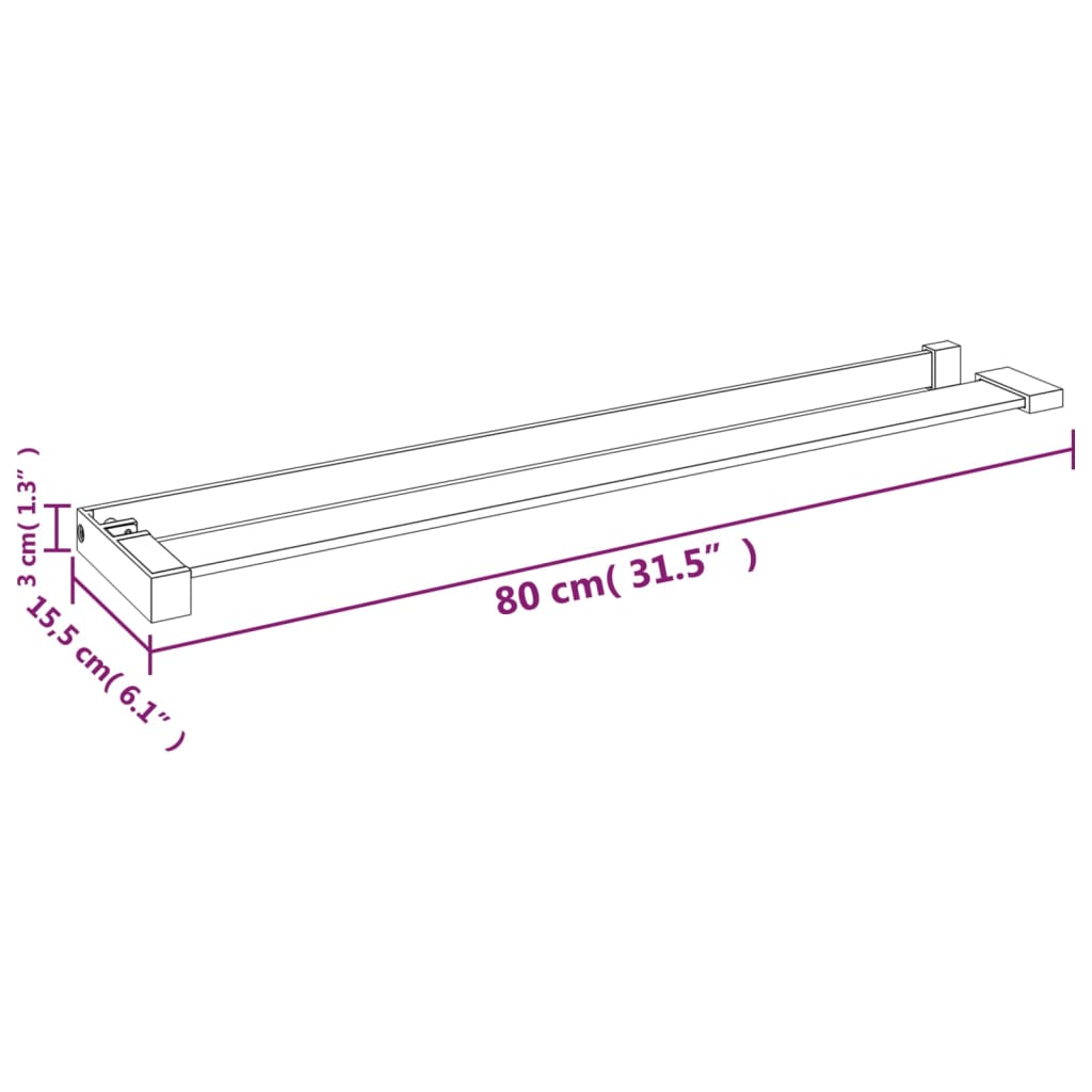 vidaXL Shower Shelf for Walk-in Shower Wall Shelf with Towel Bar Aluminum-38