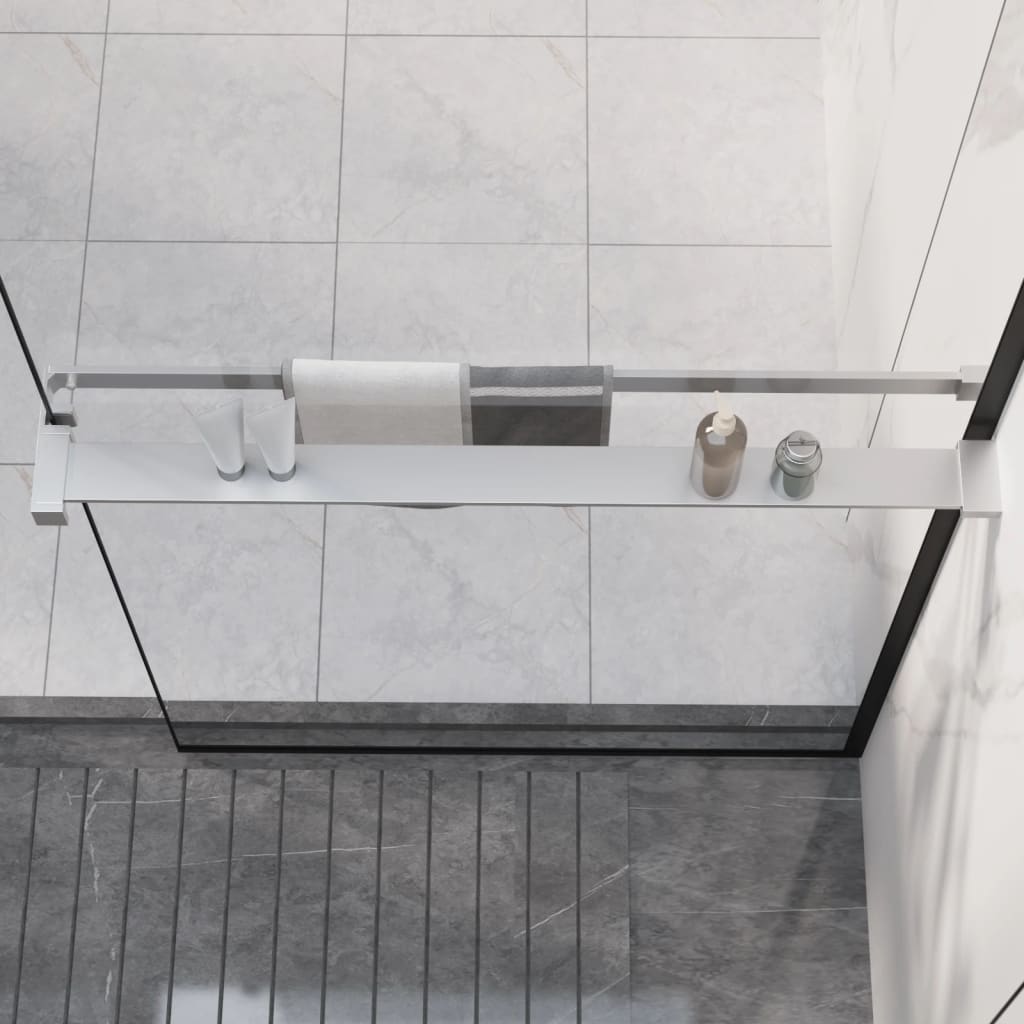 vidaXL Shower Shelf for Walk-in Shower Wall Shelf with Towel Bar Aluminum-13