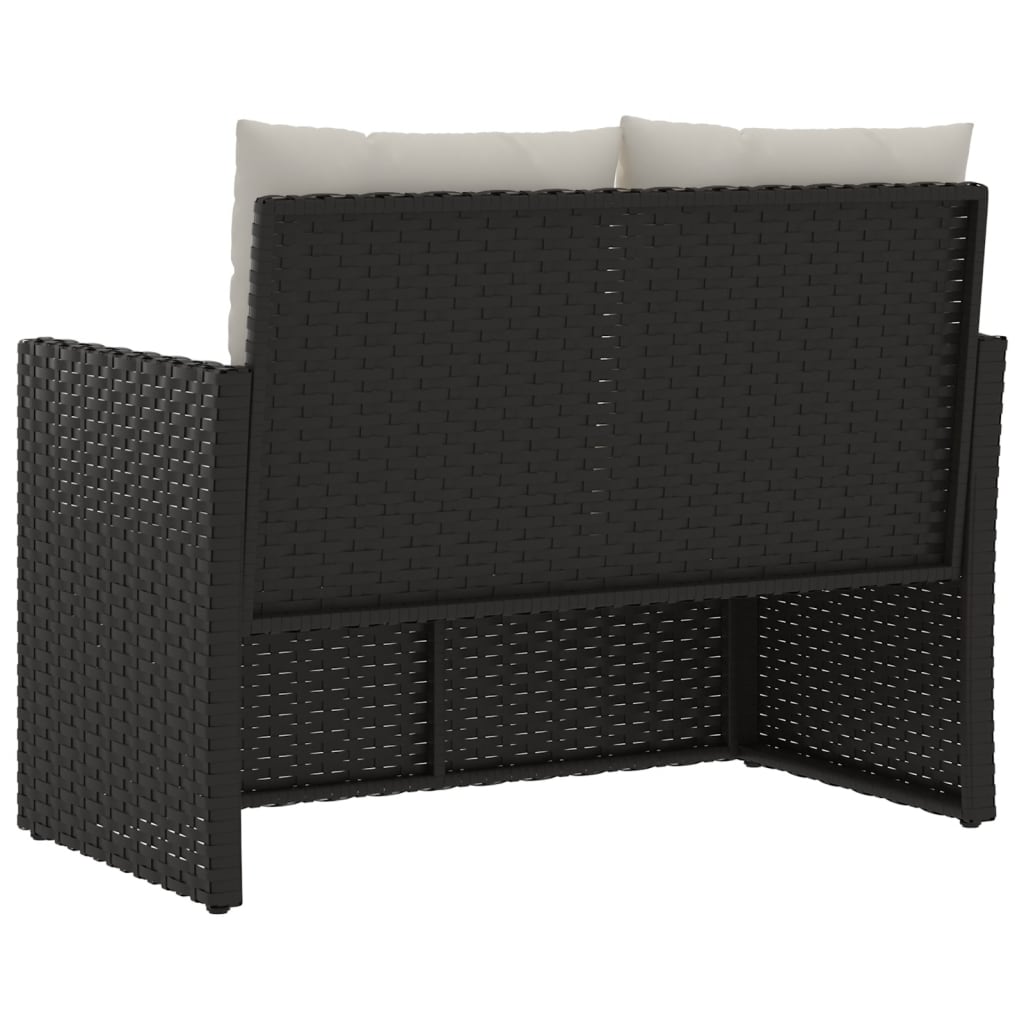 vidaXL Patio Bench with Cushions Black 41.3" Poly Rattan-4