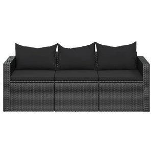 vidaXL 3 Seat Patio Sofa Outdoor Conversation Sofa with Cushions Poly Rattan-20