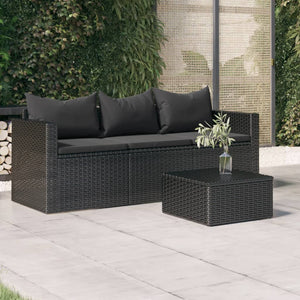 vidaXL 3 Seat Patio Sofa Outdoor Conversation Sofa with Cushions Poly Rattan-4