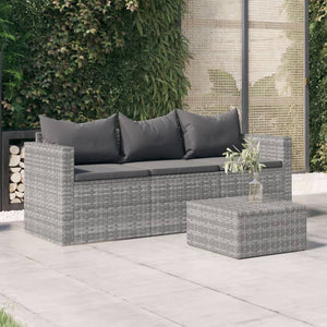 vidaXL 3 Seat Patio Sofa Outdoor Conversation Sofa with Cushions Poly Rattan-16