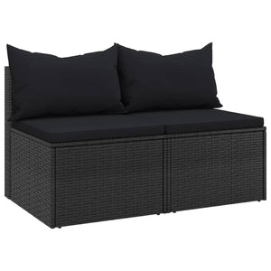 vidaXL Patio Middle Sofas with Cushions Accent Loveseat 2 Pcs Poly Rattan-0