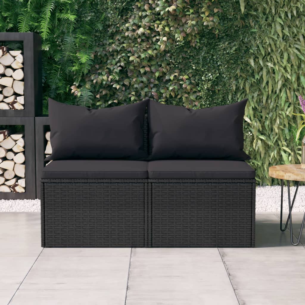 vidaXL Patio Middle Sofas with Cushions Accent Loveseat 2 Pcs Poly Rattan-1