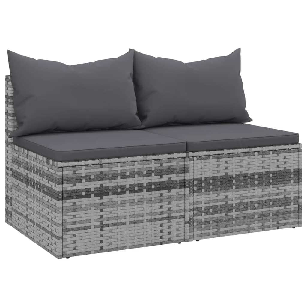 vidaXL Patio Middle Sofas with Cushions Accent Loveseat 2 Pcs Poly Rattan-9