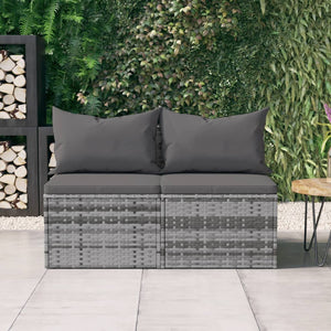 vidaXL Patio Middle Sofas with Cushions Accent Loveseat 2 Pcs Poly Rattan-10