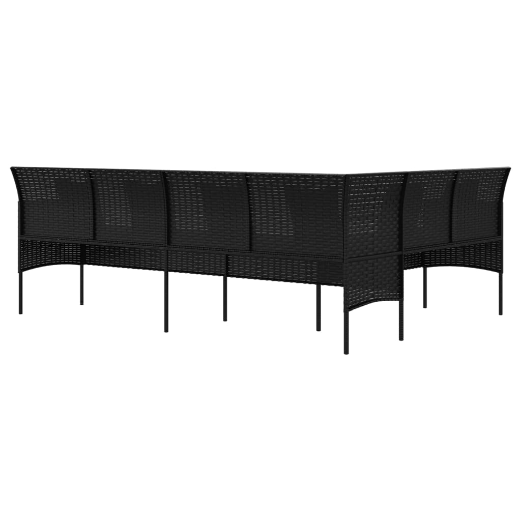 vidaXL L-shaped Patio Sofa with Cushions Outdoor Conversation Poly Rattan-5