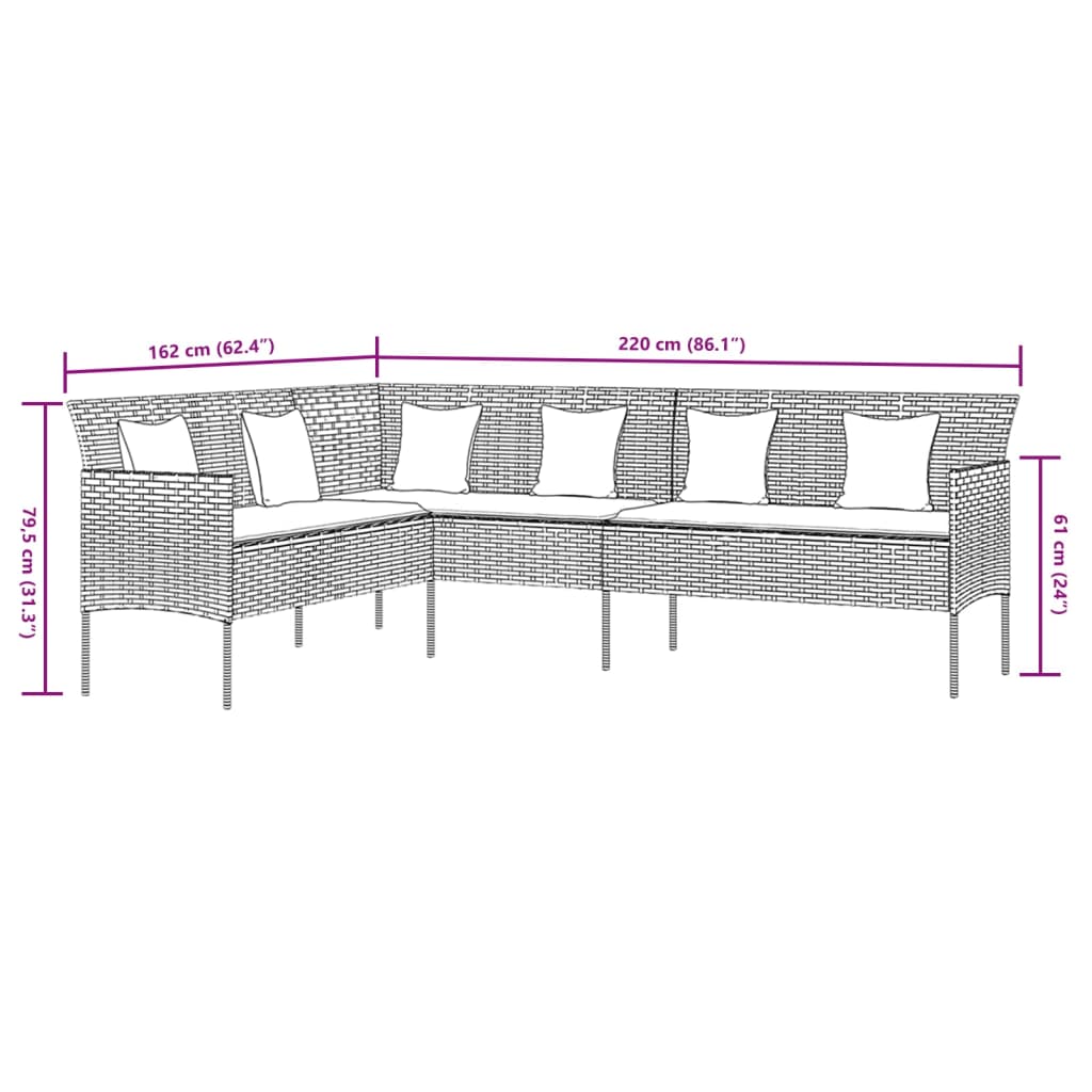 vidaXL Patio Dining Set with Cushions Conversation Set 2 Piece Poly Rattan-2