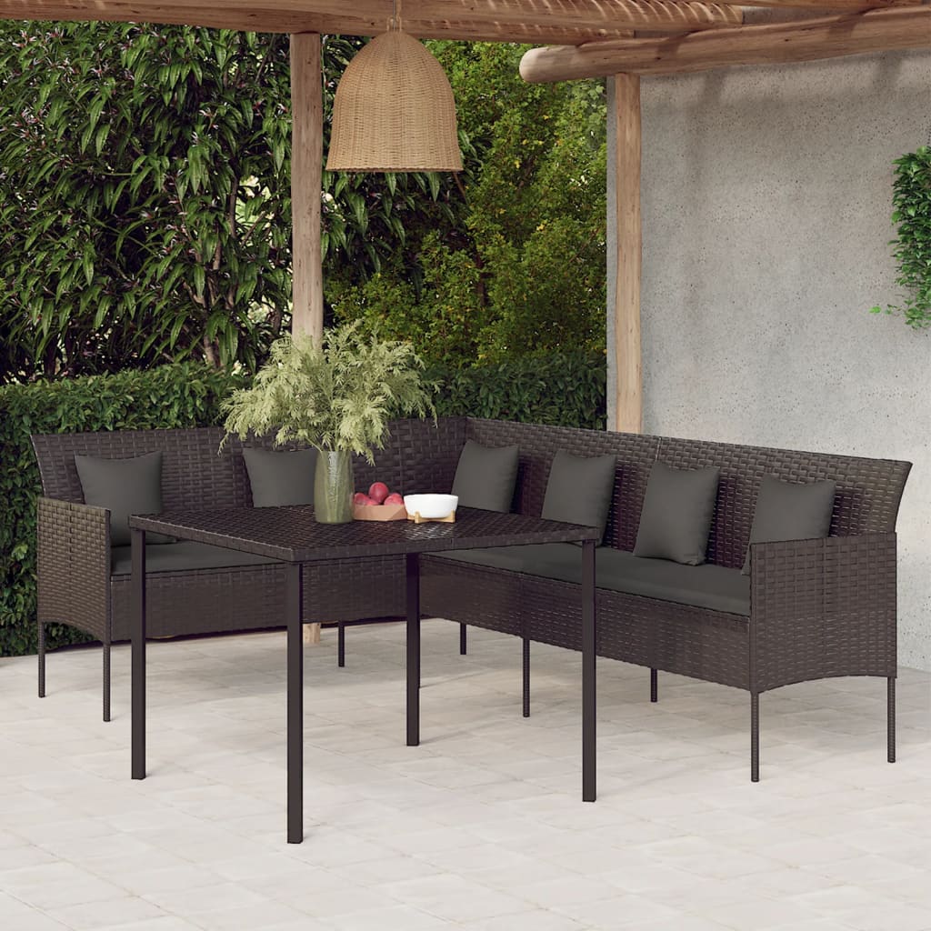 vidaXL Patio Dining Set with Cushions Conversation Set 2 Piece Poly Rattan-1