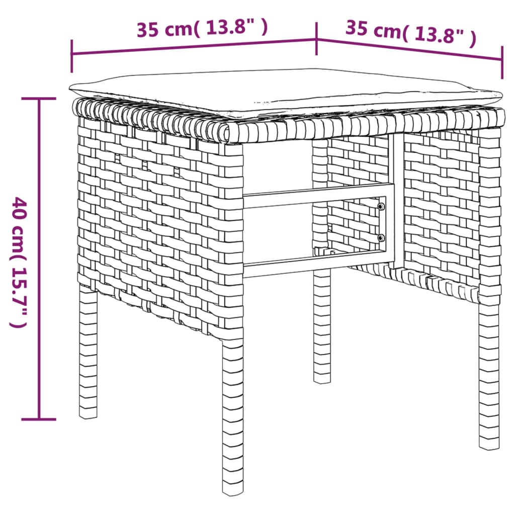 vidaXL Patio Footstools with Cushions Ottoman Furniture 4 Pcs Poly Rattan-2