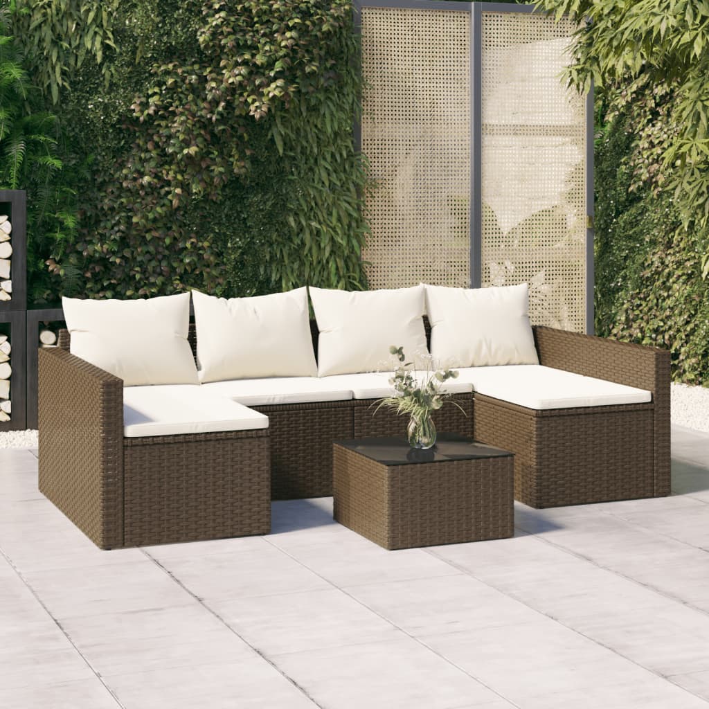 vidaXL Patio Furniture Set 2 Piece Sectional Sofa with Cushions Poly Rattan-24