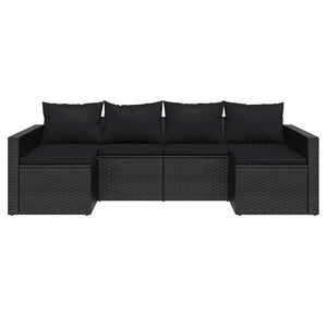 vidaXL Patio Furniture Set 2 Piece Sectional Sofa with Cushions Poly Rattan-7