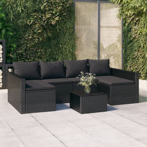 vidaXL Patio Furniture Set 2 Piece Sectional Sofa with Cushions Poly Rattan-5