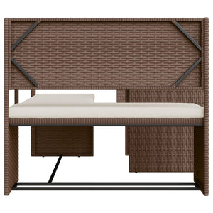 vidaXL Patio Sofa with Table and Cushions L-Shaped Outdoor Garden Poly Rattan-5