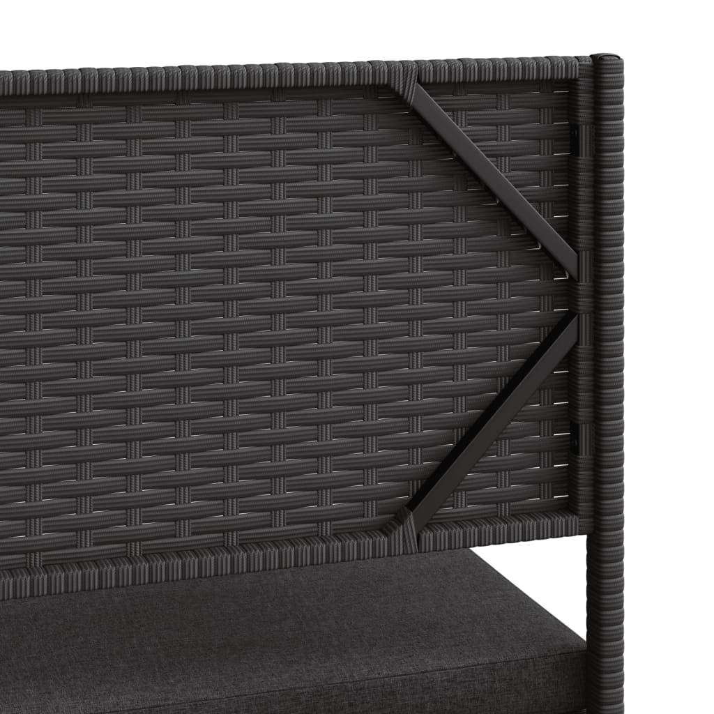 vidaXL Patio Sofa with Table and Cushions L-Shaped Outdoor Garden Poly Rattan-17