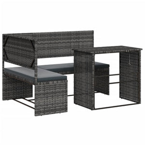 vidaXL Patio Sofa with Table and Cushions L-Shaped Outdoor Garden Poly Rattan-14