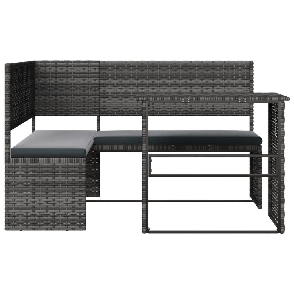 vidaXL Patio Sofa with Table and Cushions L-Shaped Outdoor Garden Poly Rattan-20