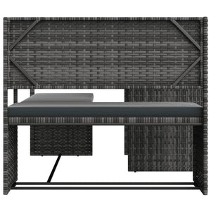 vidaXL Patio Sofa with Table and Cushions L-Shaped Outdoor Garden Poly Rattan-22