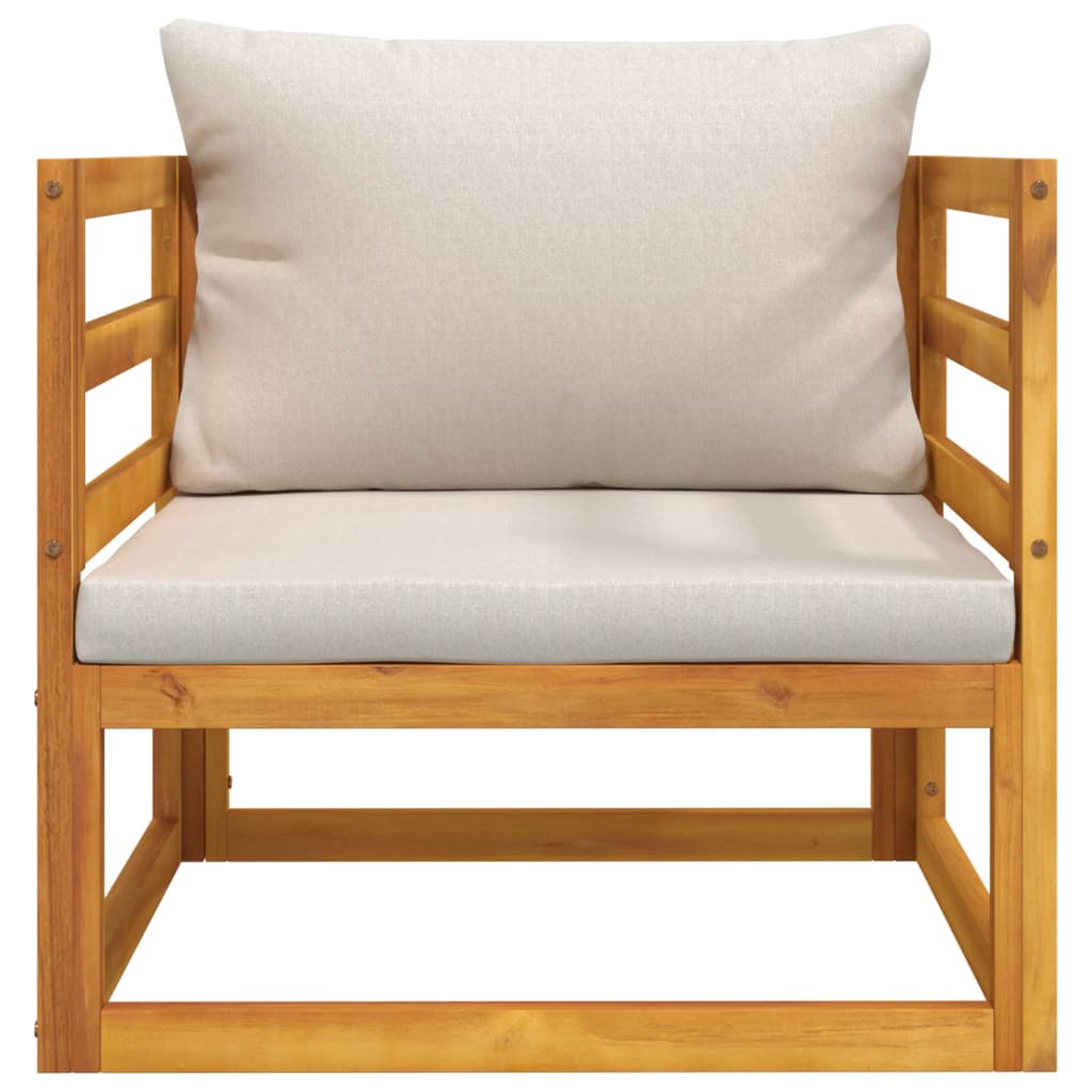 vidaXL Patio Chair with Light Gray Cushions Solid Wood Acacia-3