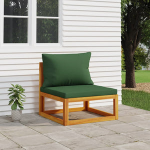 vidaXL Patio Middle Sofa with Green Cushions Solid Wood Acacia-0