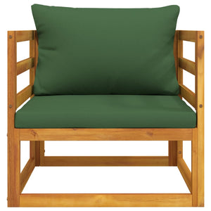 vidaXL Patio Chair with Green Cushions Solid Wood Acacia-3