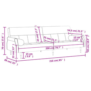 vidaXL Sofa Bed Loveseat Convertible Sofa Bed with Cushions for Studio Velvet-18